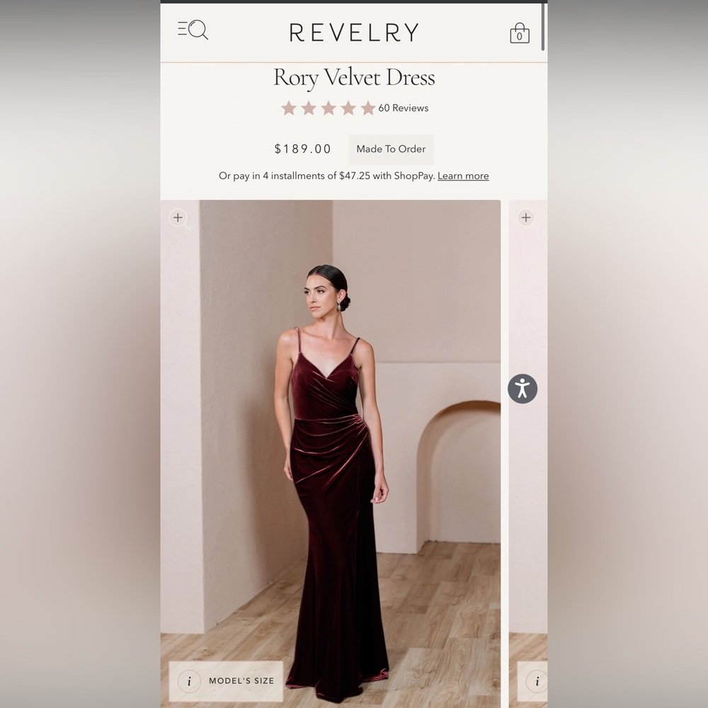 Revelry Rory Velvet Dress/Bridesmaids dress/Burgundy